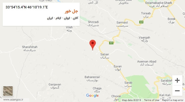 روستای جل خور بر روی نقشه