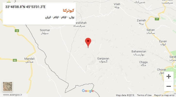روستای کبوترکنا بر روی نقشه
