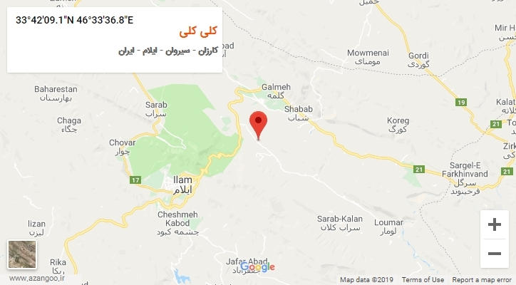 روستای کلی کلی بر روی نقشه