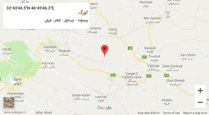 روستای کورگ بر روی نقشه