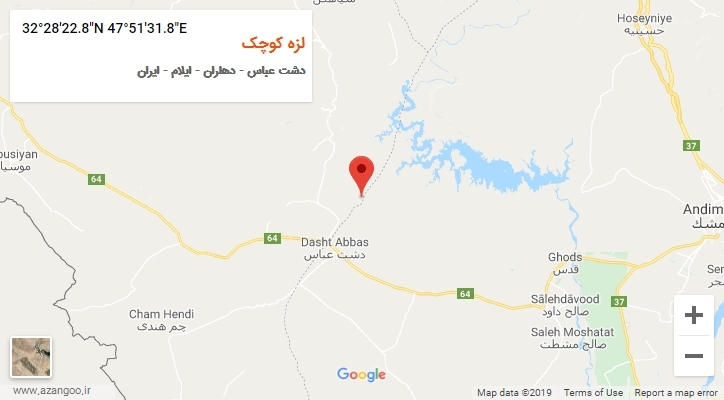 روستای لزه کوچک بر روی نقشه