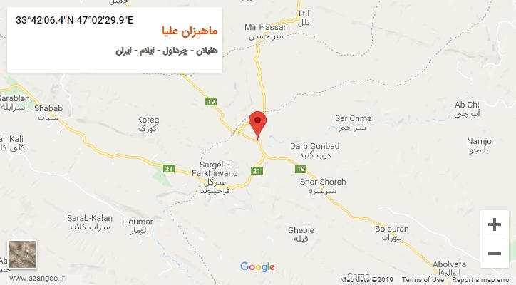 روستای ماهیزان علیا بر روی نقشه