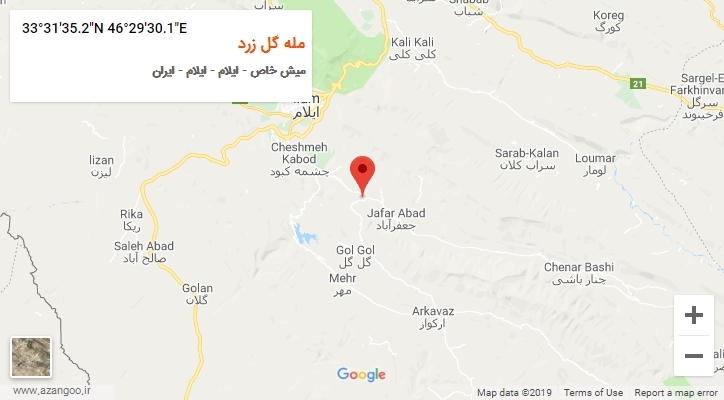 روستای مله گل زرد بر روی نقشه