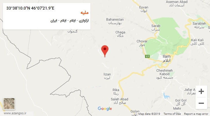 روستای ملیه بر روی نقشه