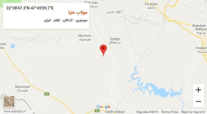 روستای مولاب علیا بر روی نقشه