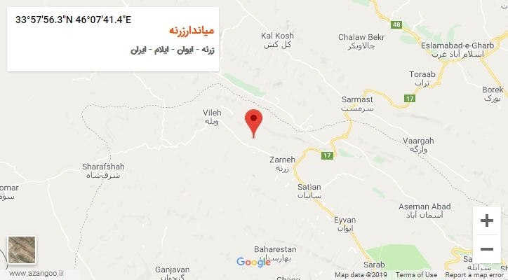 روستای میاندارزرنه بر روی نقشه
