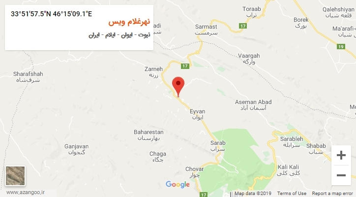 روستای نهرغلام ویس بر روی نقشه