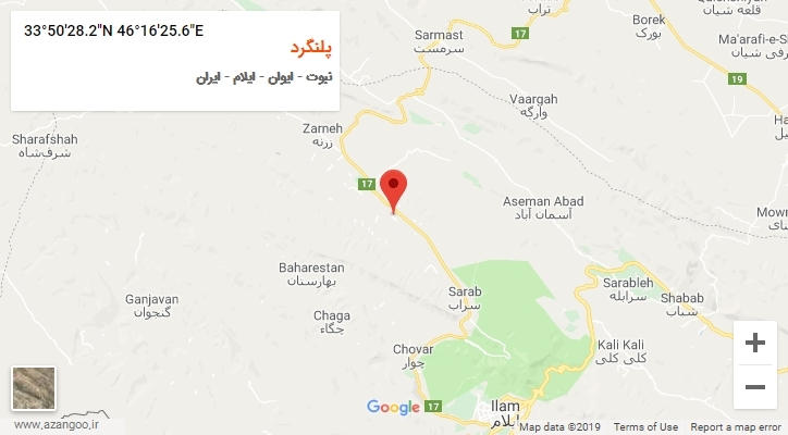 روستای پلنگرد بر روی نقشه