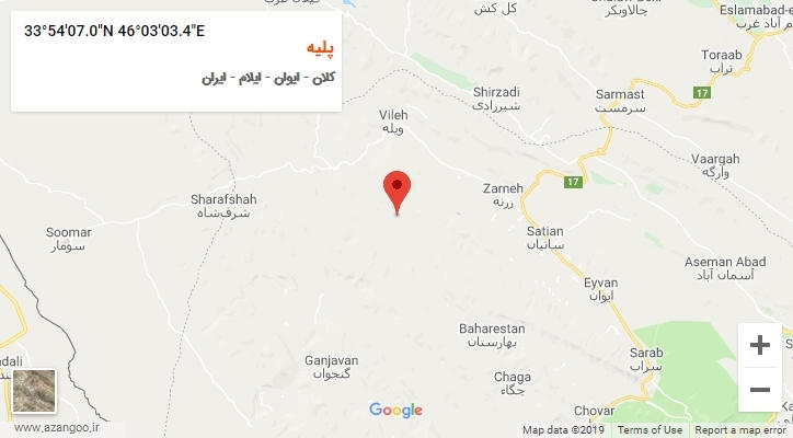 روستای پلیه بر روی نقشه