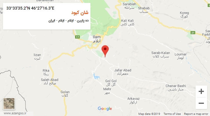 روستای شان کبود بر روی نقشه