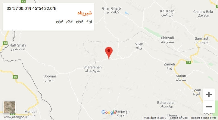 روستای شیرپناه بر روی نقشه