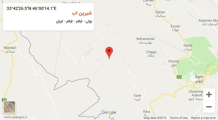 روستای شیرین اب بر روی نقشه