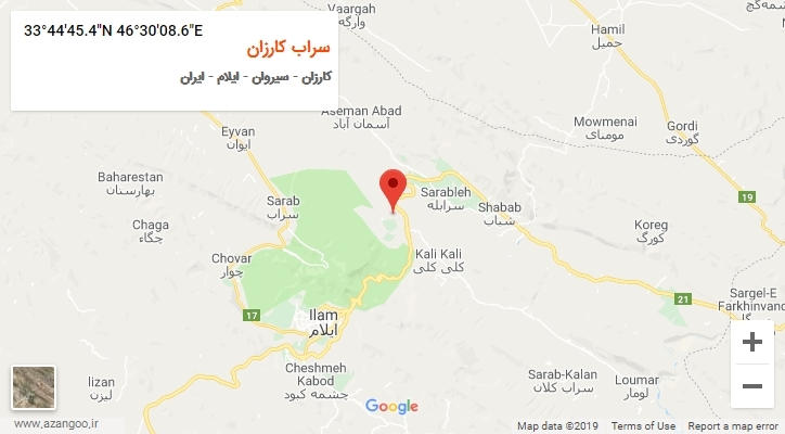 روستای سراب کارزان بر روی نقشه