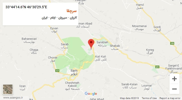 روستای سرچقا بر روی نقشه