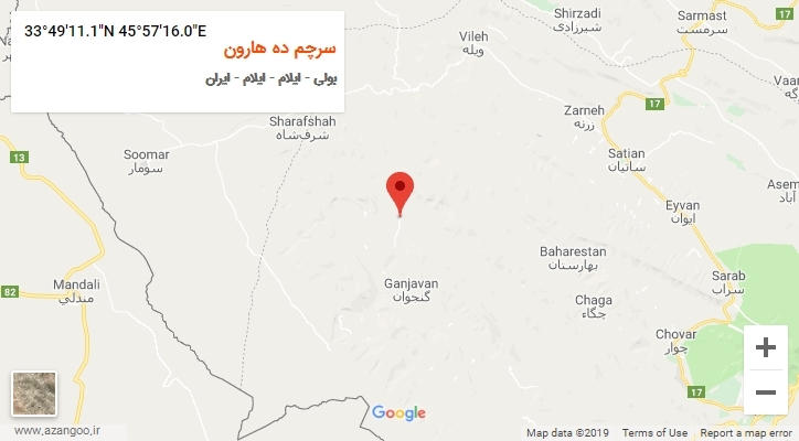 روستای سرچم ده هارون بر روی نقشه