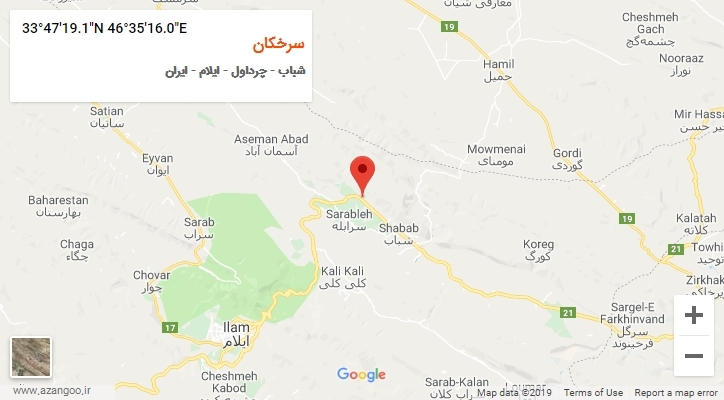 روستای سرخکان بر روی نقشه