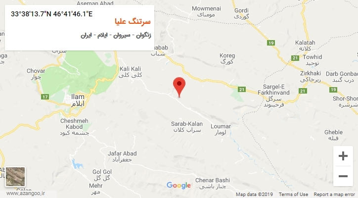روستای سرتنگ علیا بر روی نقشه