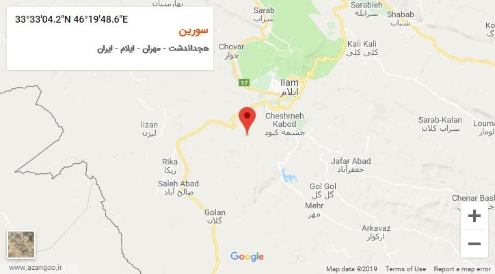 روستای سورین بر روی نقشه