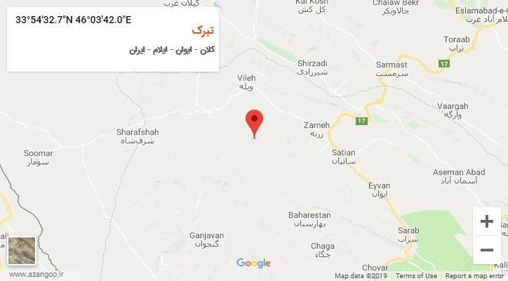 روستای تبرک بر روی نقشه