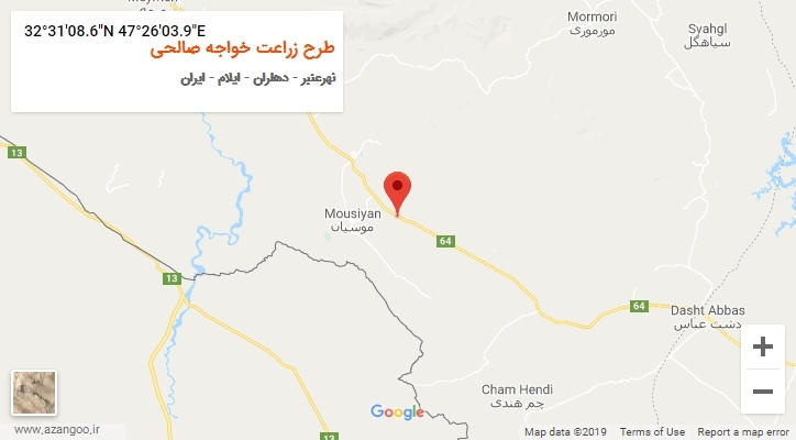 روستای طرح زراعت خواجه صالحی بر روی نقشه