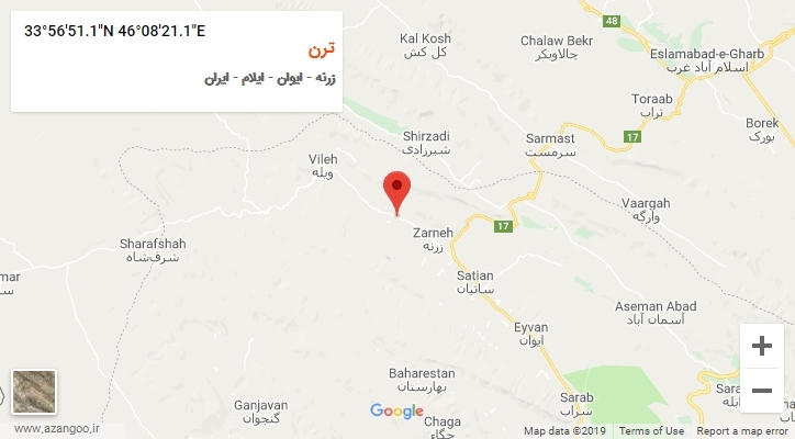 روستای ترن بر روی نقشه