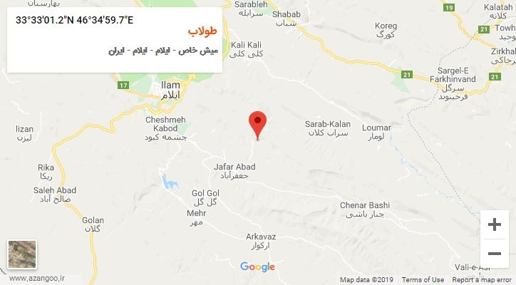روستای طولاب بر روی نقشه