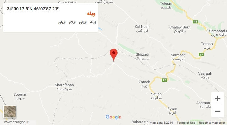 روستای ویله بر روی نقشه