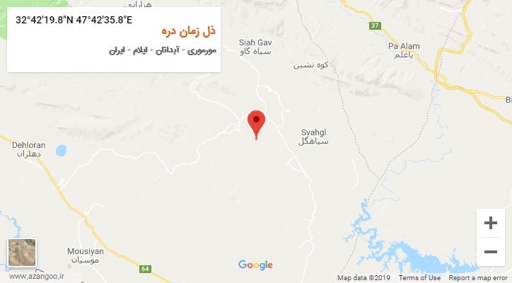 روستای ذل زمان دره بر روی نقشه