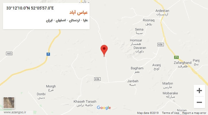 روستای عباس آباد بر روی نقشه