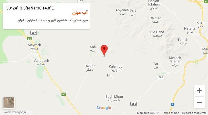 روستای آب میان بر روی نقشه