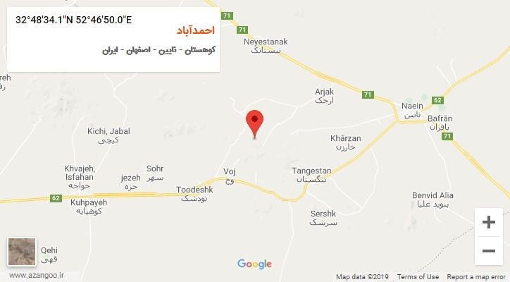 روستای احمدآباد بر روی نقشه