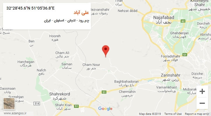 روستای علی آباد بر روی نقشه