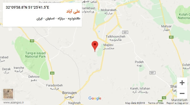 روستای علی آباد بر روی نقشه