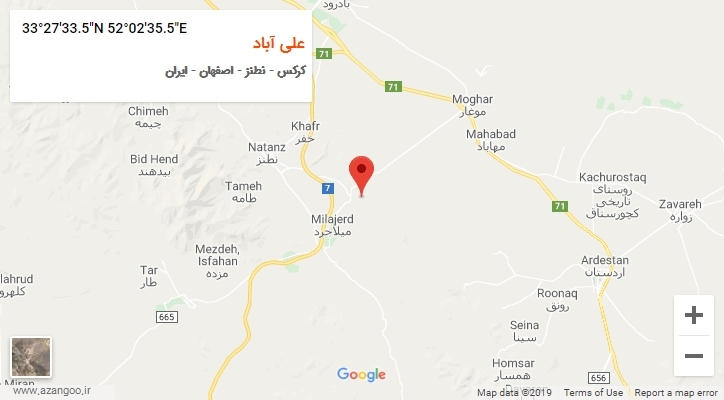 روستای علی آباد بر روی نقشه