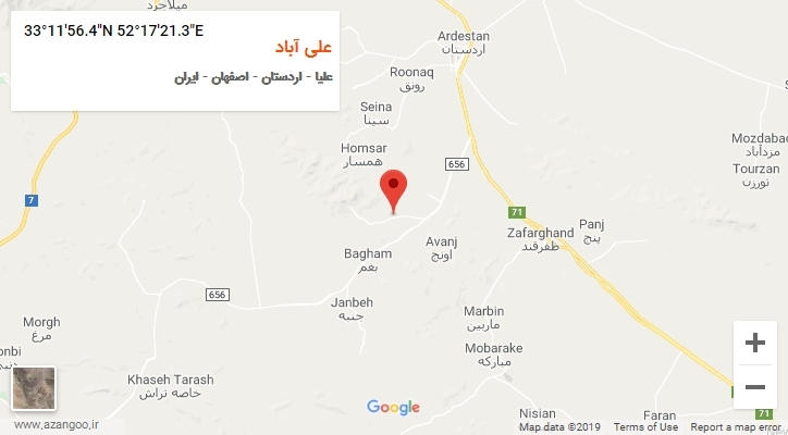 روستای علی آباد بر روی نقشه