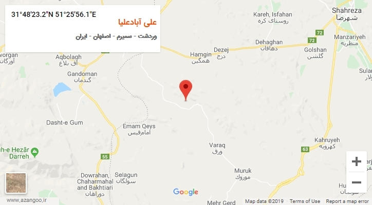 روستای علی آبادعلیا بر روی نقشه