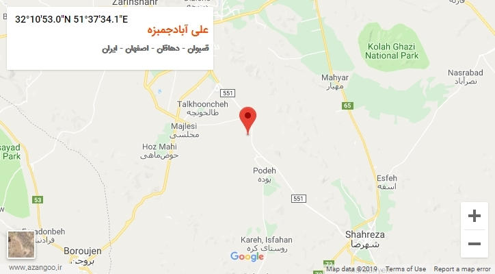 روستای علی آبادجمبزه بر روی نقشه