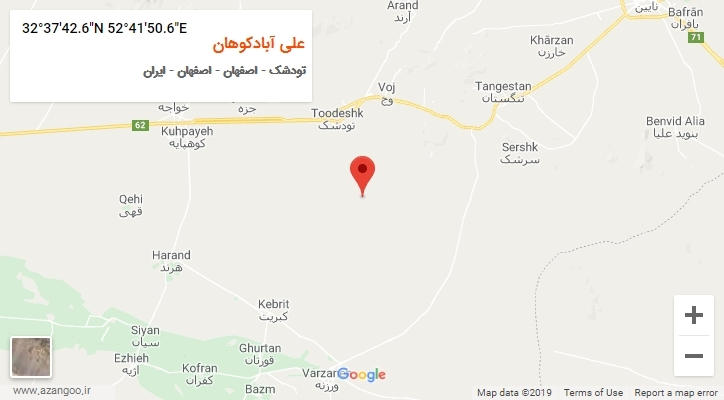 روستای علی آبادکوهان بر روی نقشه