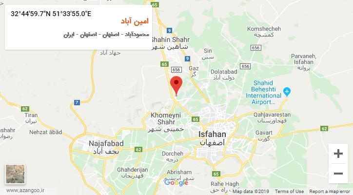 روستای امین آباد بر روی نقشه