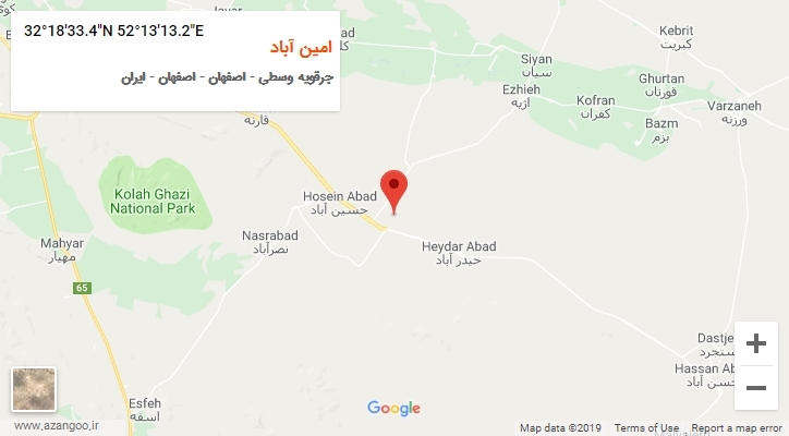 روستای امین آباد بر روی نقشه