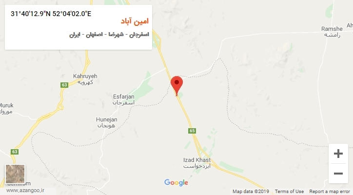 روستای امین آباد بر روی نقشه