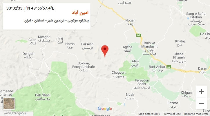 روستای امین آباد بر روی نقشه