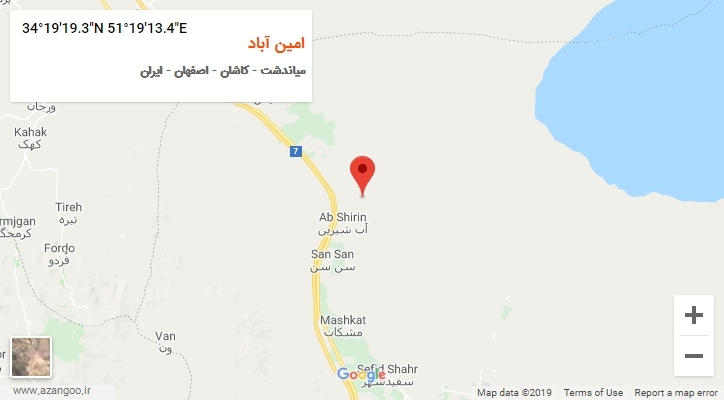 روستای امین آباد بر روی نقشه
