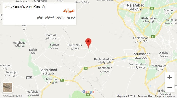روستای امیرآباد بر روی نقشه