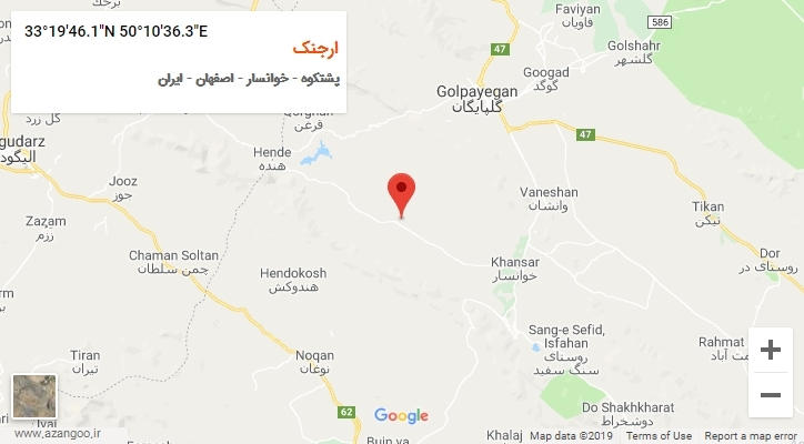 روستای ارجنک بر روی نقشه