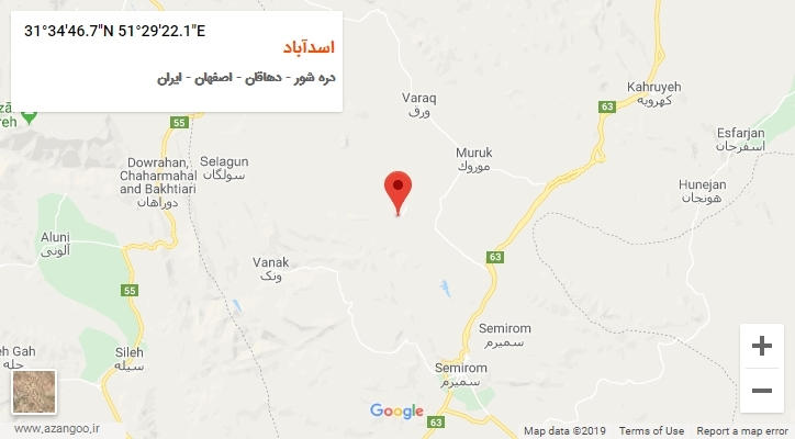 روستای اسدآباد بر روی نقشه