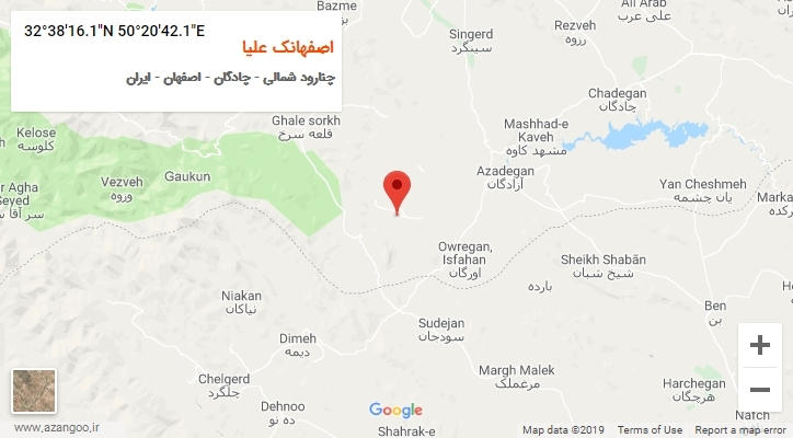 روستای اصفهانک علیا بر روی نقشه