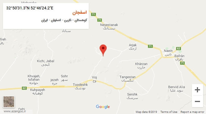 روستای اسفجان بر روی نقشه