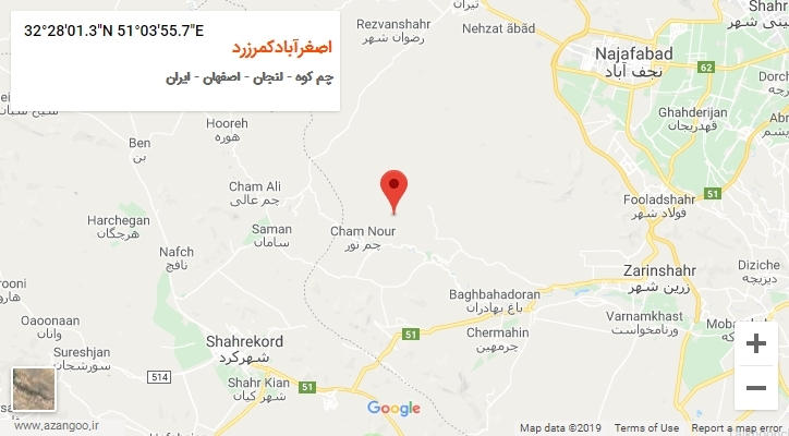 روستای اصغرآبادکمرزرد بر روی نقشه