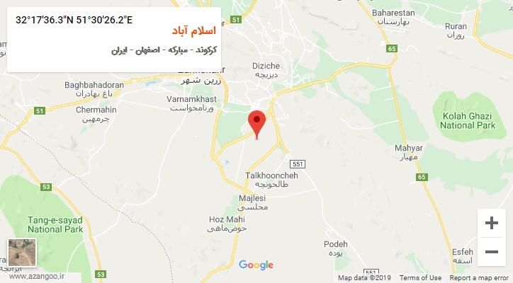 روستای اسلام آباد بر روی نقشه
